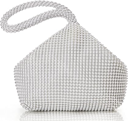 BABEYOND Womens Beaded Clutch Triangle Evening Bags Classy Wristlet Purse