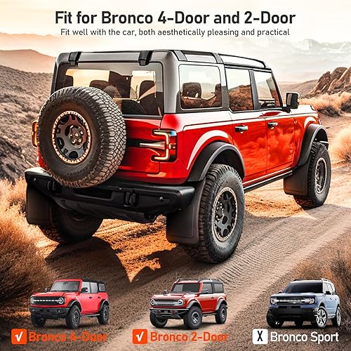 Miniatura 3 de LEPZ Aletas de barro para accesorios Ford Bronco 2021 2022 2023, protectores contra salpicaduras fáciles de instalar para accesorios exteriores