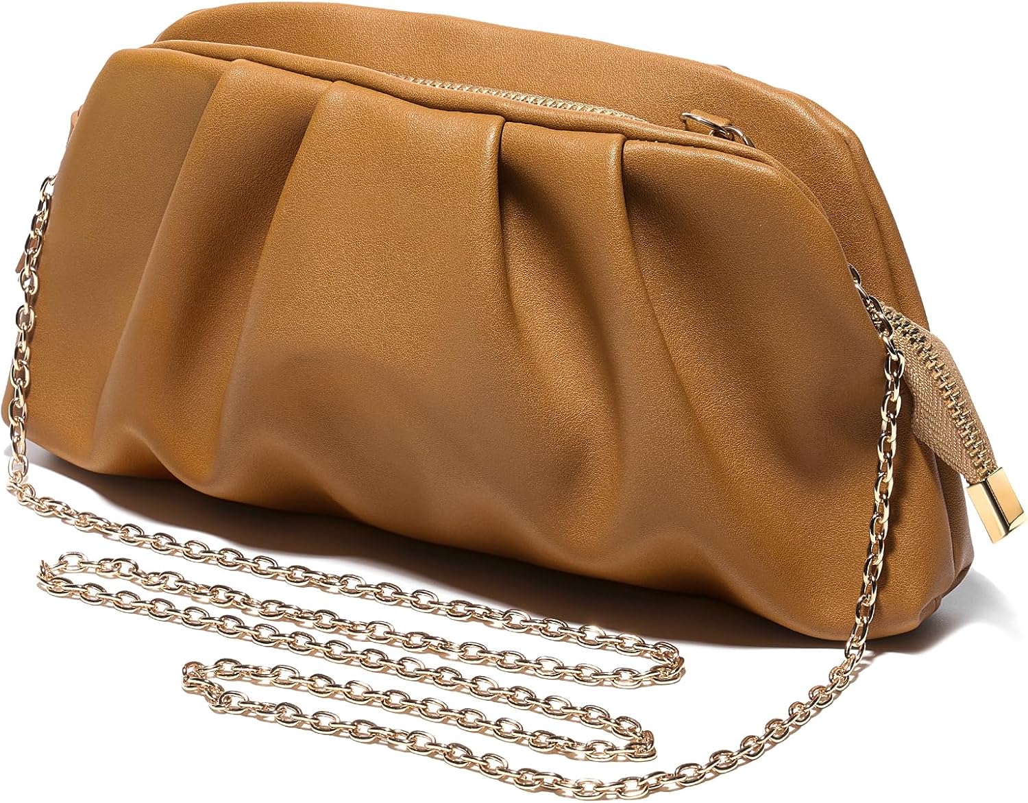 SWEETV CHUNLI Dressy Vegan Leather Clutch Purse for Women Formal, Soft Pleated PU Evening Clutch for Weddings, Proms