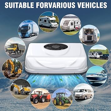 RV Rooftop Air Conditioner 24 Volt, Campervan 9000BTU 24V Air Conditioner, Rapid Cooling AC Unit 2 in 1 for Van, RV, Yacht, Golf Carts, Road Machine, Caravan, Buses