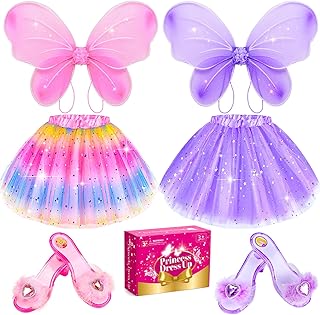 Kids Princess Dress Up Clothes for Little Girls, BIBUTY Pretend Play & Dress Up Princess Costume Set with Princess Shoes Tutu Fairy Wing for Little Girls, Princess Toy Gift for 3-6 Toddler Little Girl - Buy now