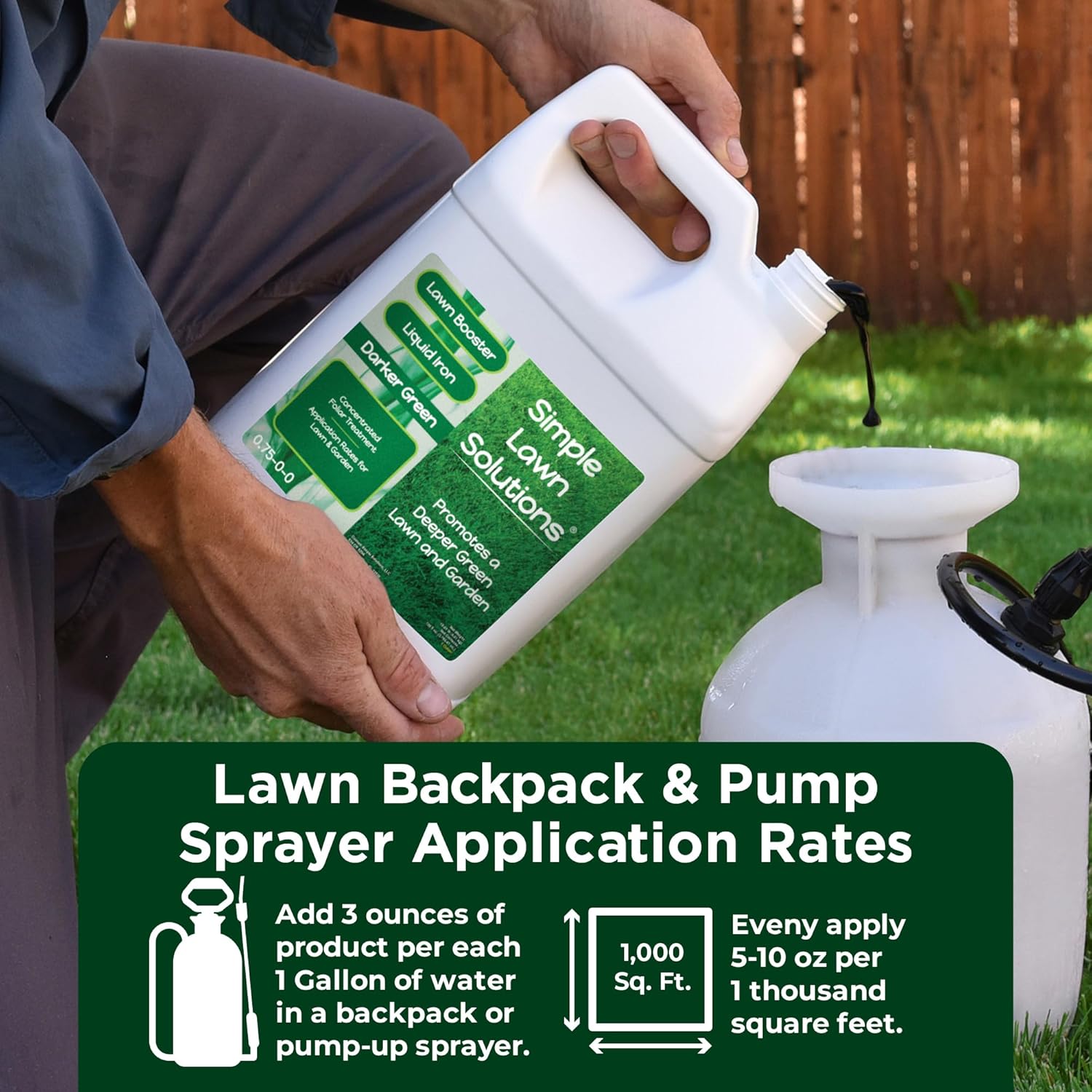 Simple Lawn Solutions - Liquid Iron Fertilizer Darker Green - Chelated Micronutrients - Concentrated Spray Booster for Turf Grass, Indoor Plants and Outdoor Garden (1 Gallon)