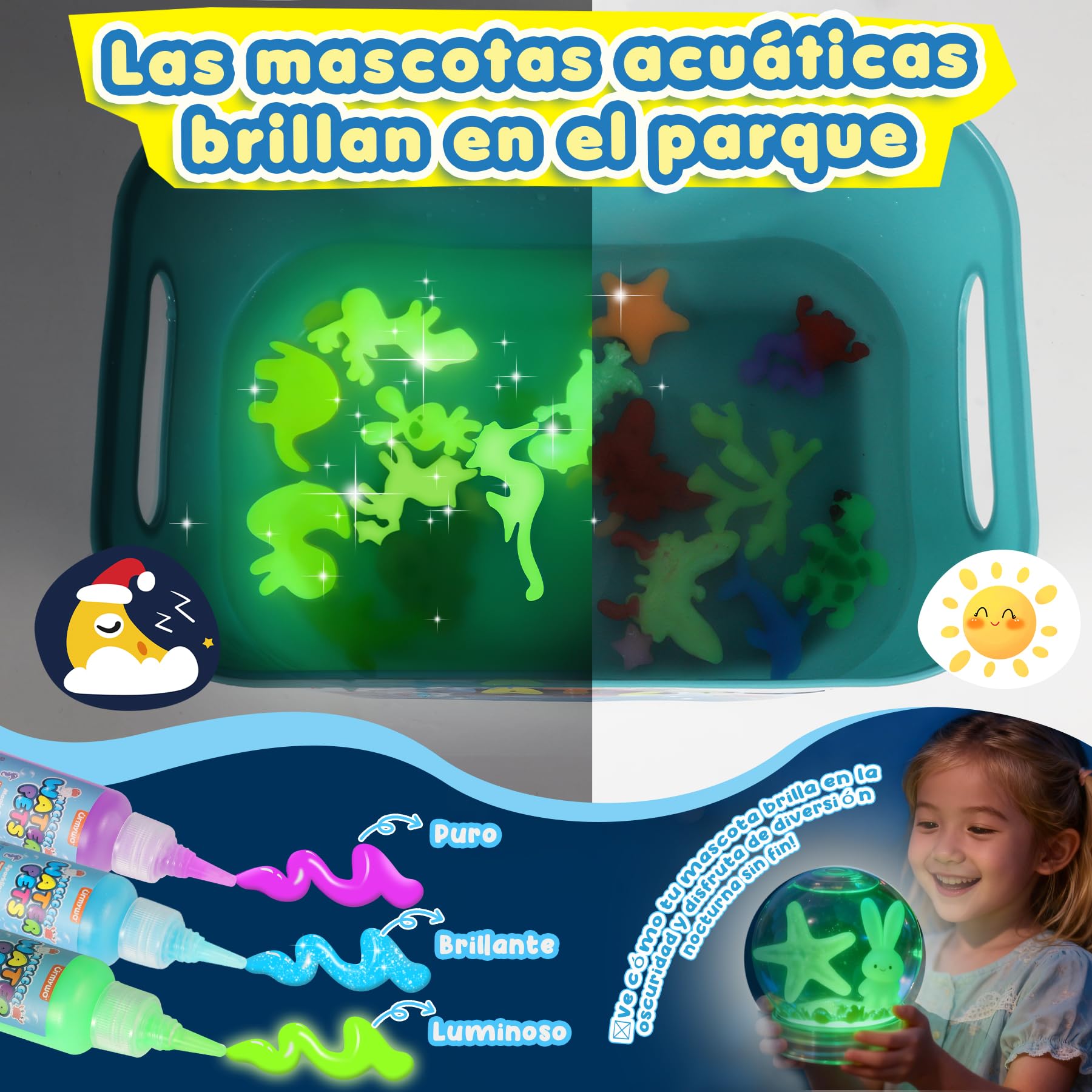 URMYWO Aqua Gelz, 3D Magic Water Elf Kit con 20 Geles y 24 Moldes para Manualidades Niños Creativas, Juguetes DIY, Juegos Educativos y Regalo Original para Niños y Niñas a Partir de 3 Años