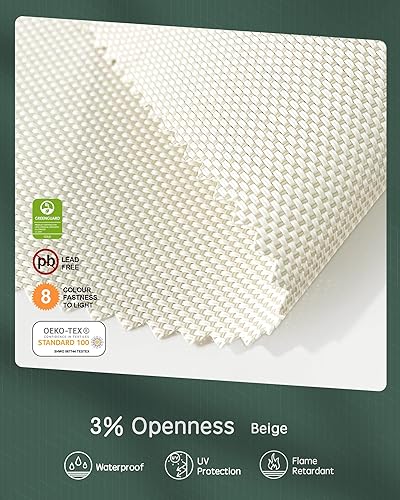 Vista 18 de Yoolax Persiana solar motorizada con control Romote para filtrar la luz, persianas enrollables con visión transparente (gris)