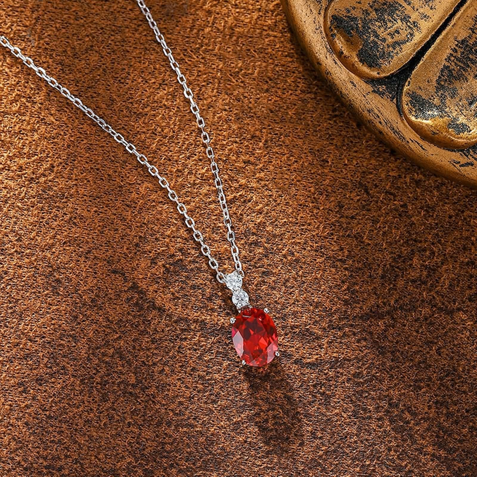 Damski łańcuszek na szyję z białego złota 9K, łańcuszek dla dziewczyny, 1,85 ct, rubin i moissanit 45 cm