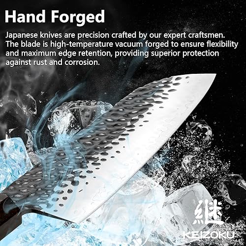 Miniatura 4 de Gyuto Santoku - Cuchillo japonés de chef de 7 pulgadas, ultra afilado, 3 capas, 9CR18MOV, cuchillos de cocina de acero de alto carbono, cuchillo