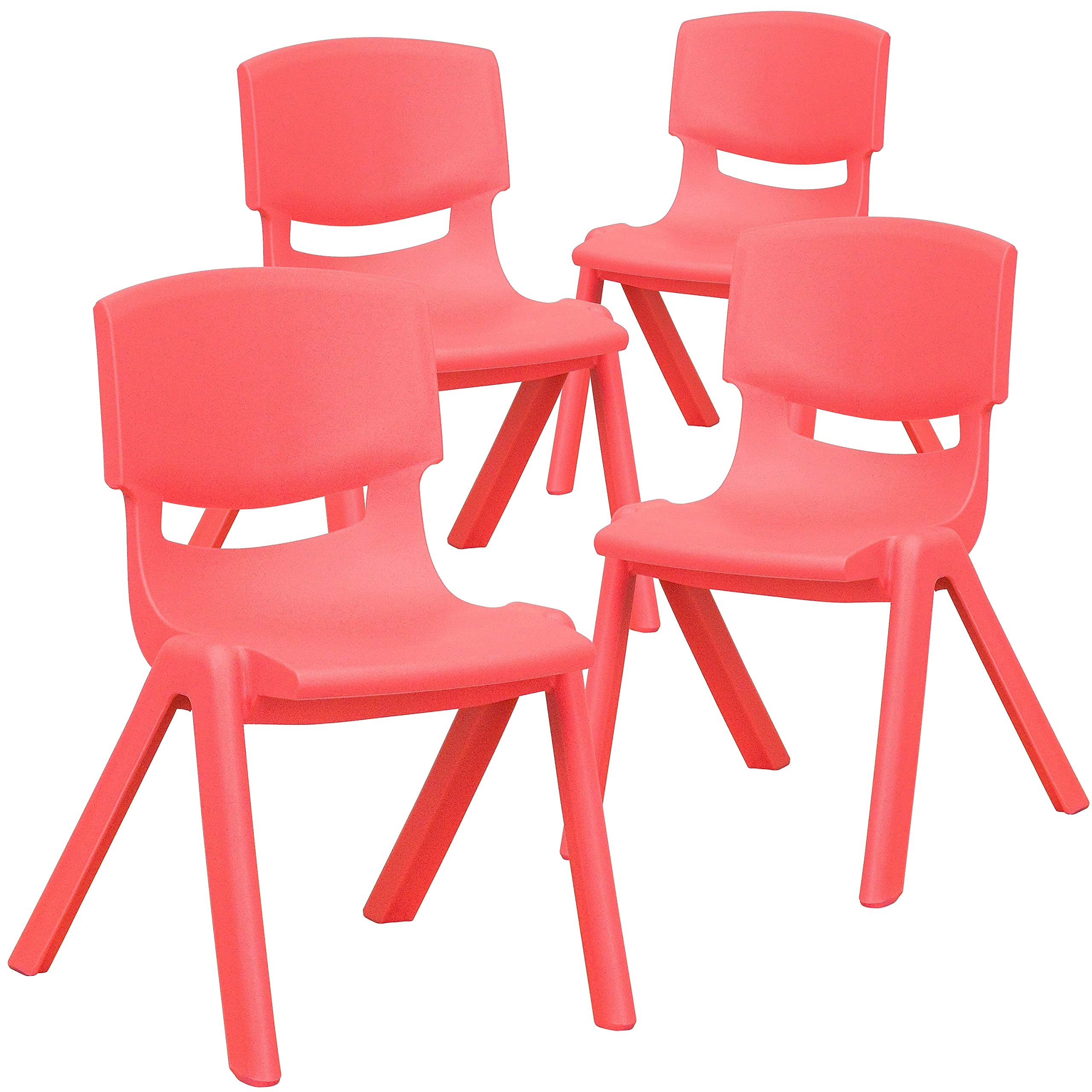 Flash Furniture 4 Pack Red Plastic Stackable School Chair with 12'' Seat Height