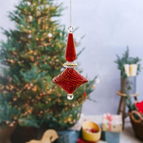 Miniatura 2 de Adornos navideños de vidrio acanalado rojo hechos a mano, diseños personalizables, adornos de vidrio rojo, regalo de Año Nuevo, decoración para