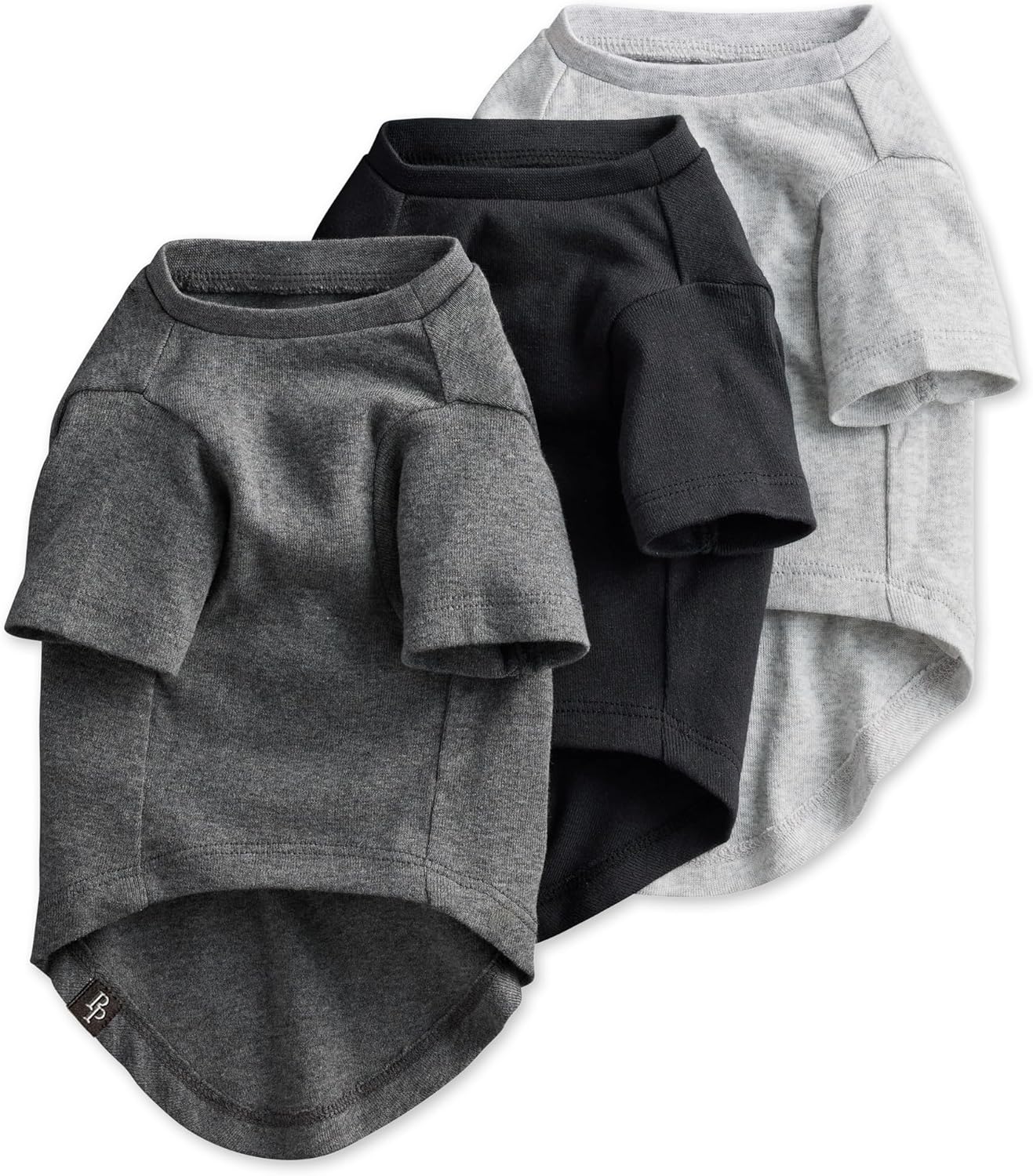Toby II – The Perfect Tee, 3 Pack Short Sleeve Pet T-Shirt 100% Organic Cotton Tees Clothes for Small, Medium, Large Dogs​​, Gray Ombre, Small (10-25 lbs)