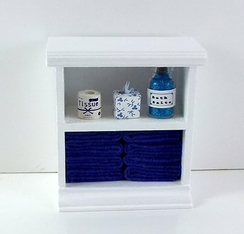 Plaza de la ciudad Miniaturas Casa De Muñecas Muebles Miniatura Pequeño estantería & D Azul Cuarto de baño accesorios