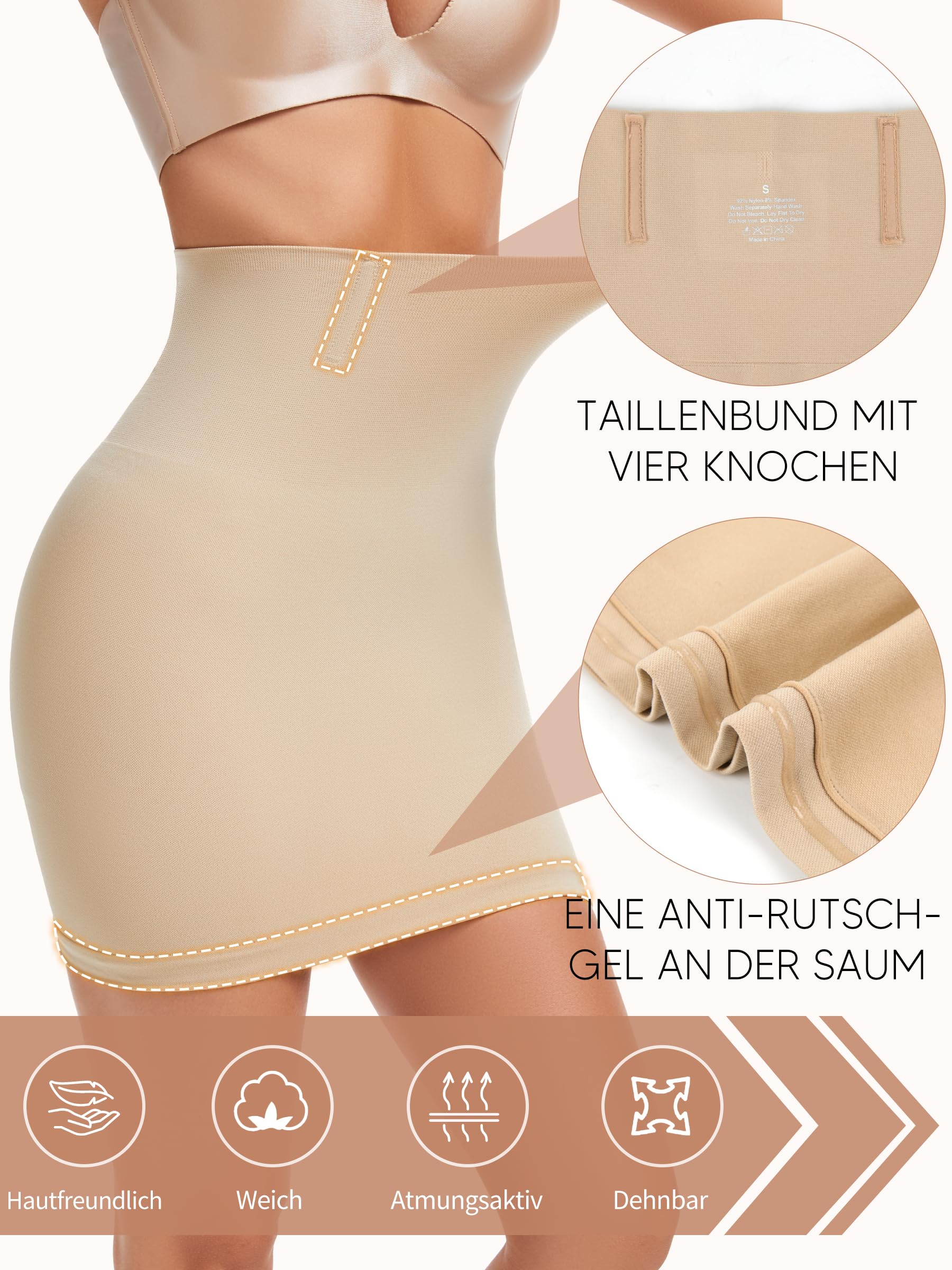 SLIMBELLE Jupon Gainant pour Femme avec Pantalon intégré Ventre Puissant sans Couture Taille Haute Gainante 2 en 1 Jupe et Short sous vêtement Gainant
