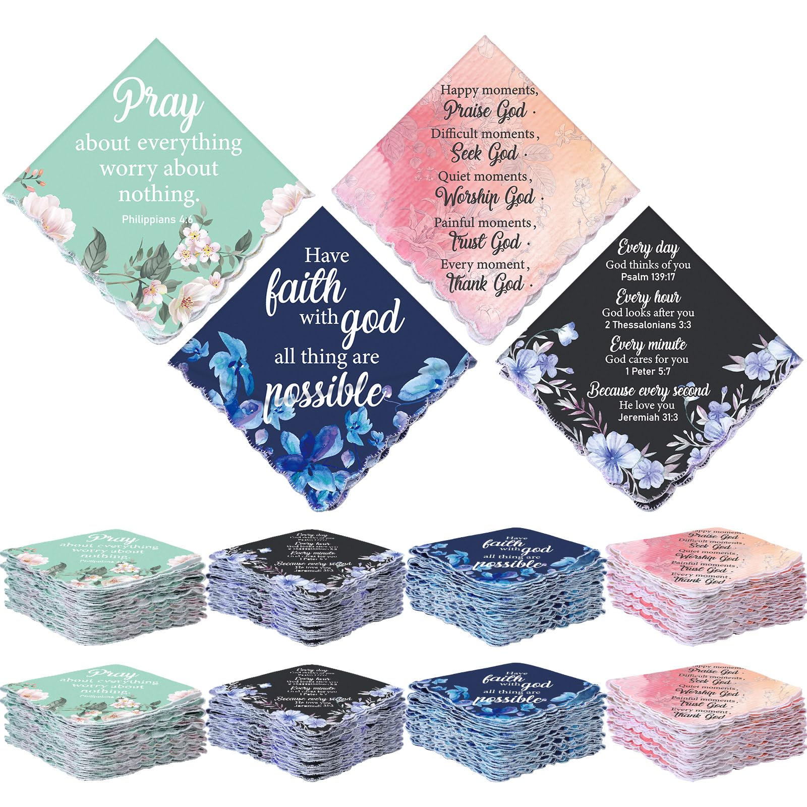 60/40/20 Pcs Christian Handkerchiefs for Women Ladies Prayer Cloth Christian Gift for Church Mothers Day Gifts Bulk-image-34