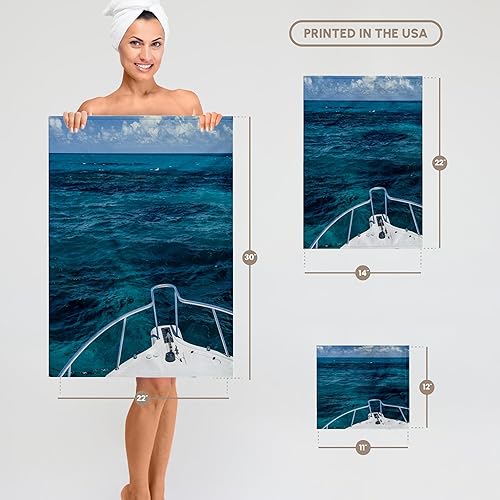 Vista 6 de 3dRose 15x22 Hand Towel - Boat at Matanilla Reef, Blue Ocean Waters of The Abacos, Bahamas. Boats