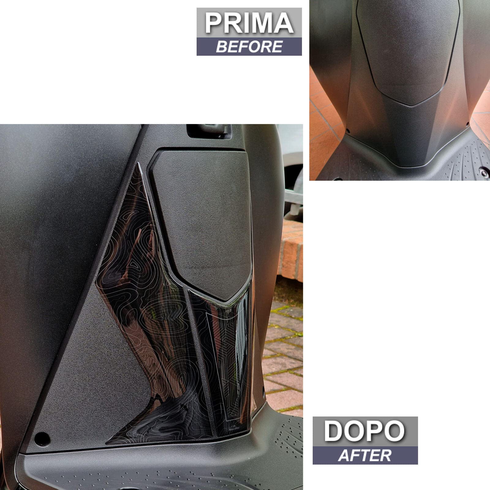 Resin Bike Adesivi Moto Compatibile con Honda SH 125 SH 150 2020-2026. Protezioni Scooter Tunnel Pedana Sella Serbatoio da Urti e Graffi. Adesivi Resinati con Effetto 3D Made in Italy