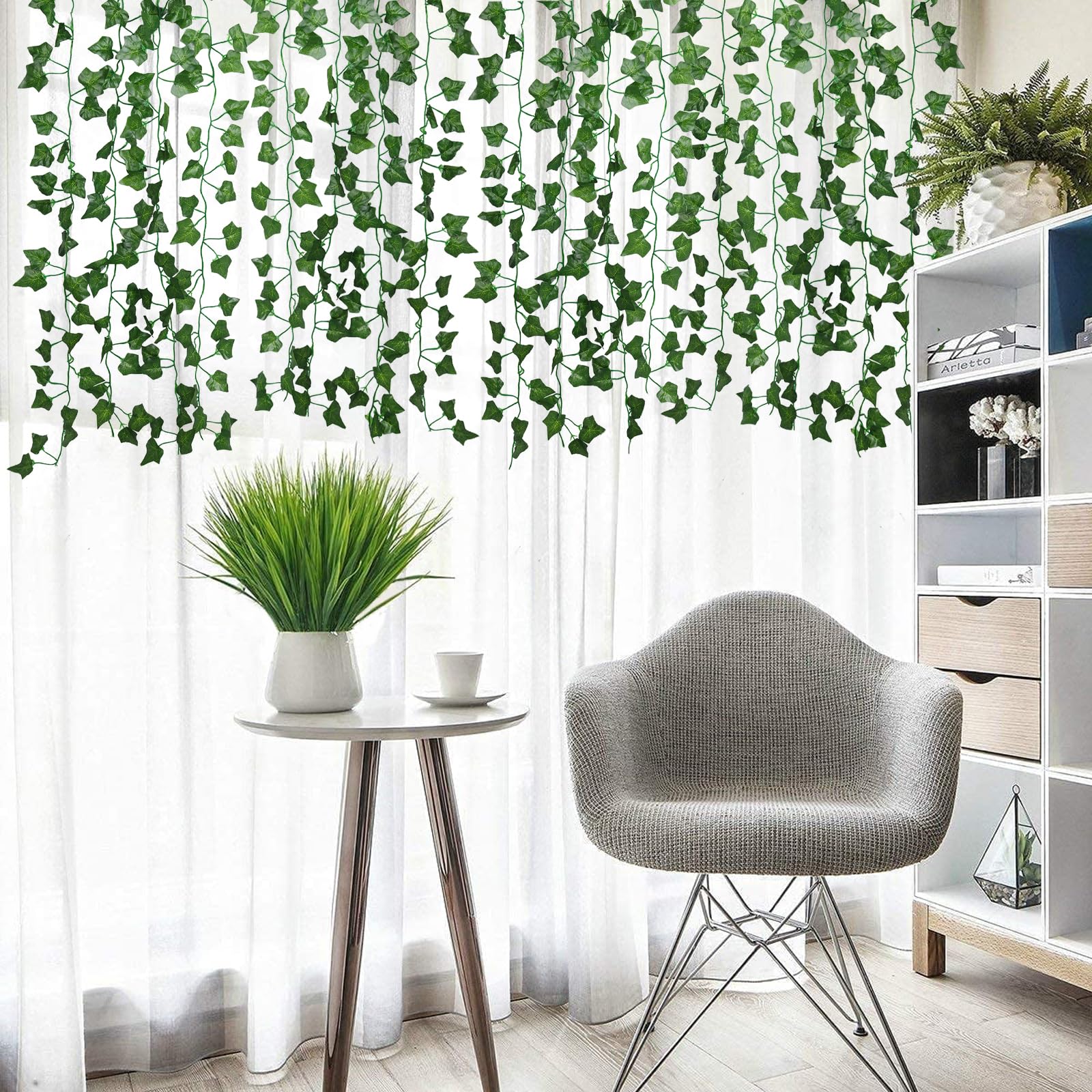 RECUTMS 258 FT Fake Vines Greenery Leaf Garland Ivy Vine Foliage Flowers Hanging for Wedding Party Garden Home Kitchen Office Wall Decoration(36 Pack) - Image 4