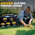 Poignées de taille sans fil compatibles avec Dewalt 20V Batterie, tailleur de branche sans fil sans brosse avec capacité de coupe de 1,5-2 pouce pour la coupe d'arbre, les arbustes, le jardinage (outil seulement)