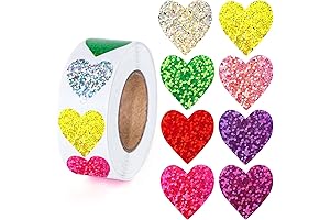 Anwyll Glitter Heart Stickers for Kids, 500Pcs 1 Inch Foil Shiny Heart...