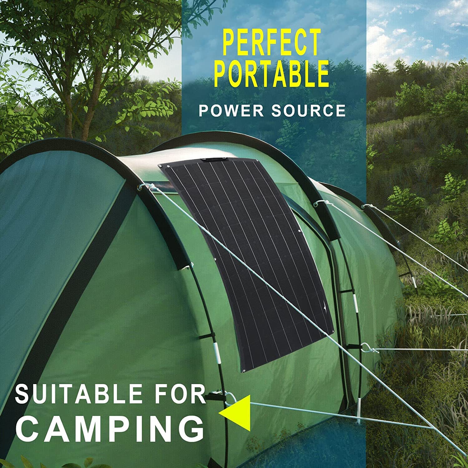 Kit di 4 pannelli solari flessibili da 300 W x 4 per camper, roulotte, barche, tetti – facile da montare su superfici irregolari