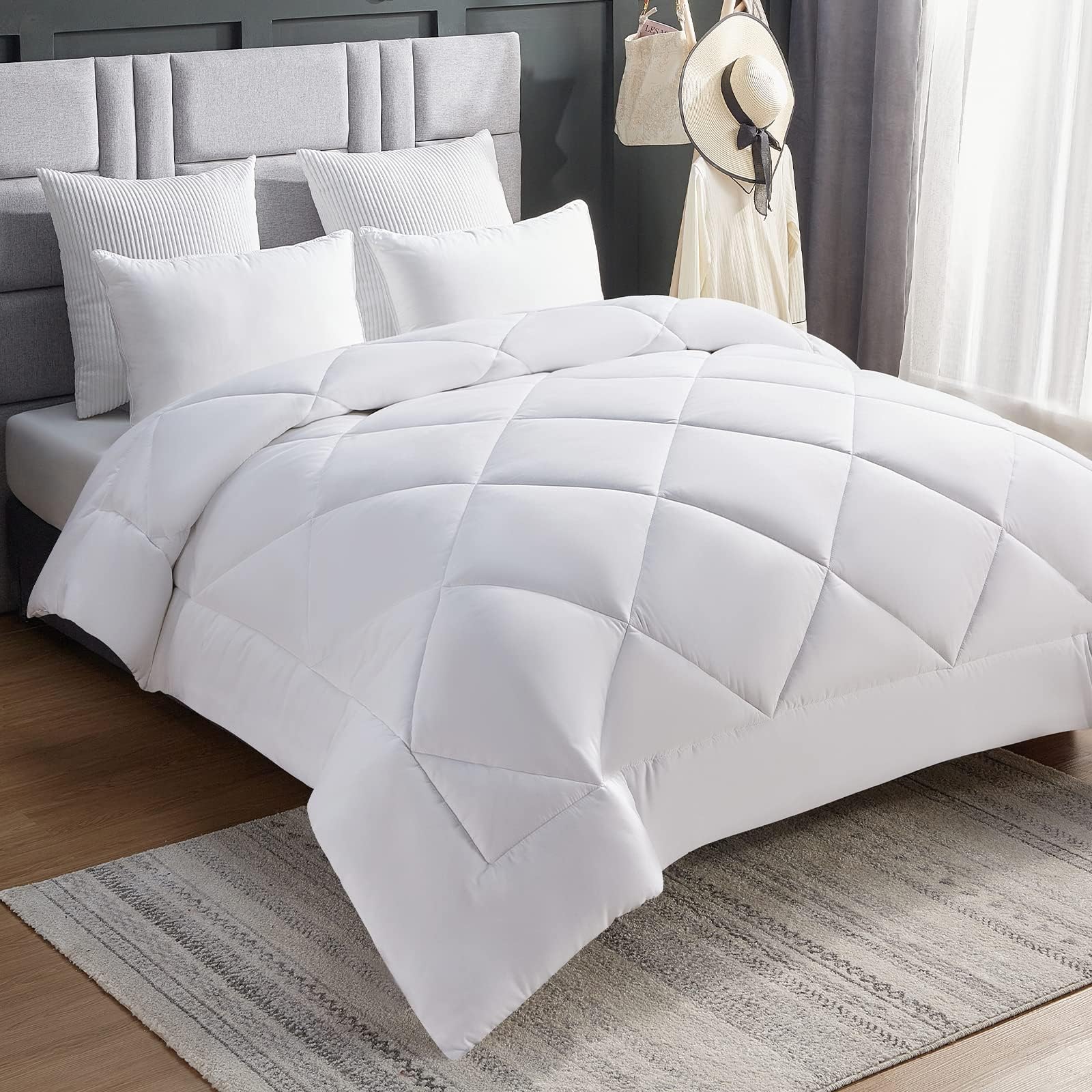 WAVVE Piumone Letto Matrimoniale 450 gr/mq Invernale 135x200 cm - Piumino Caldissimo 200x135 cm, Trapunta 135 x 200 cm in Microfibra Sintetica, Bianco