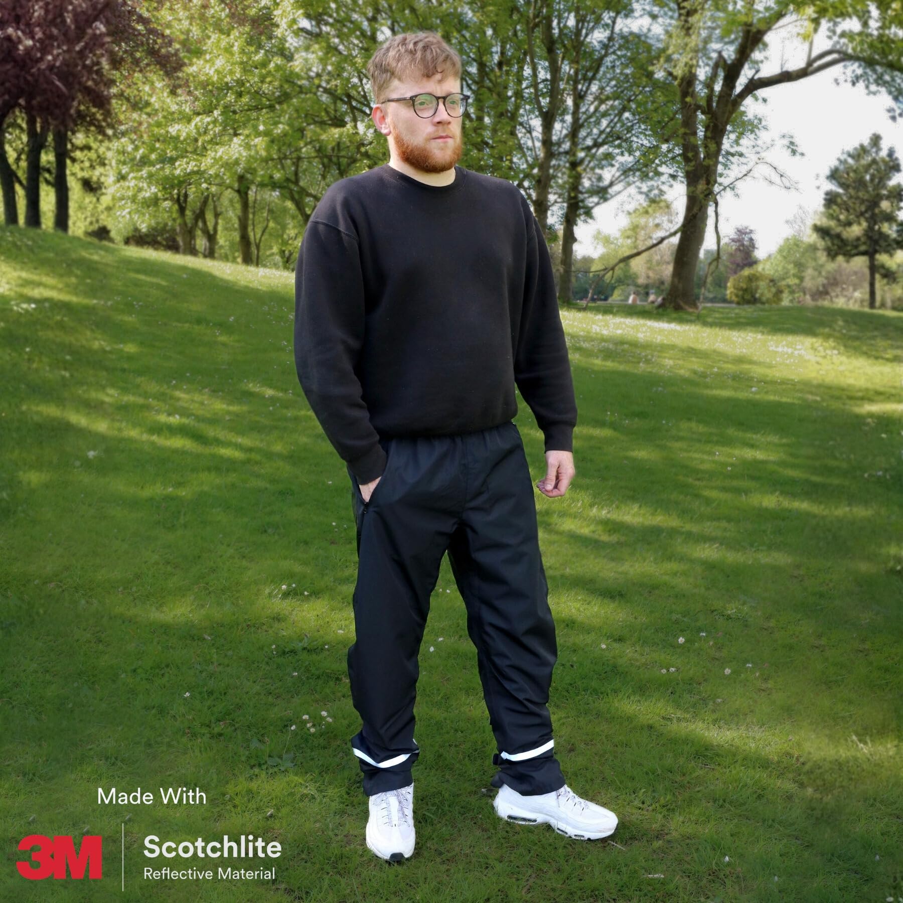 Salzmann Pantalon de Pluie Réfléchissant | S -XL | Fabriqué avec 3M Scotchlite | Pantalon de randonnée léger et imperméable