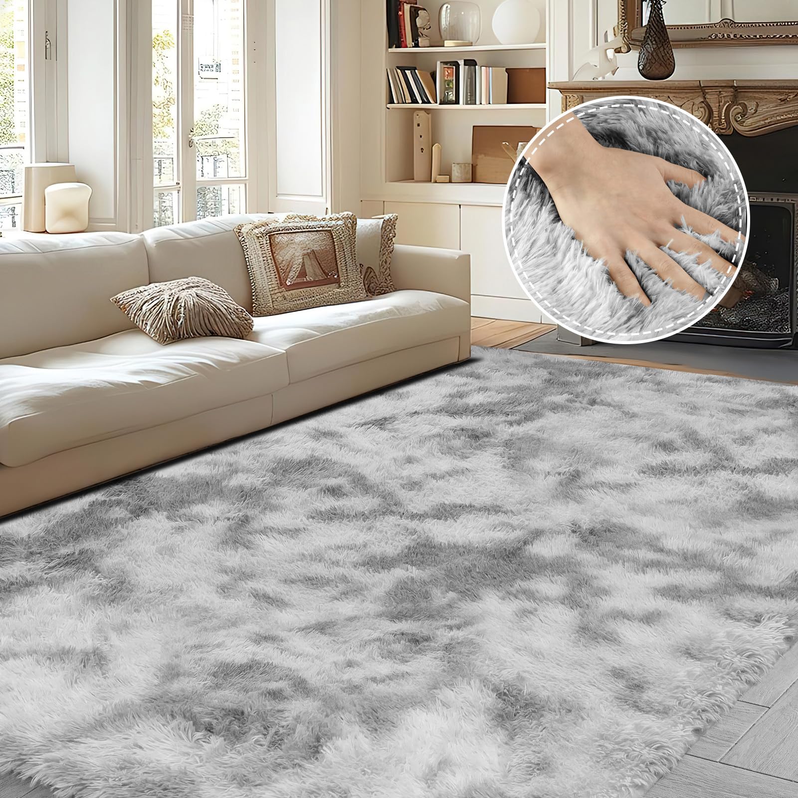 AMUSPK Rugs Living Room 120x180 cm, Extra Large Shaggy Soft Rug Fluffy Area Carpet, Modern Tie-dye Carpet Washable Rugs for Home Decor, Bedroom, Dorm, Kids Room Lounge Office