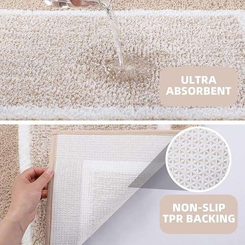 Miniatura 5 de ZOESIOER Juego de alfombras de baño de 3 piezas con contorno en forma de U, alfombras de baño para ducha, alfombras de baño de microfibra