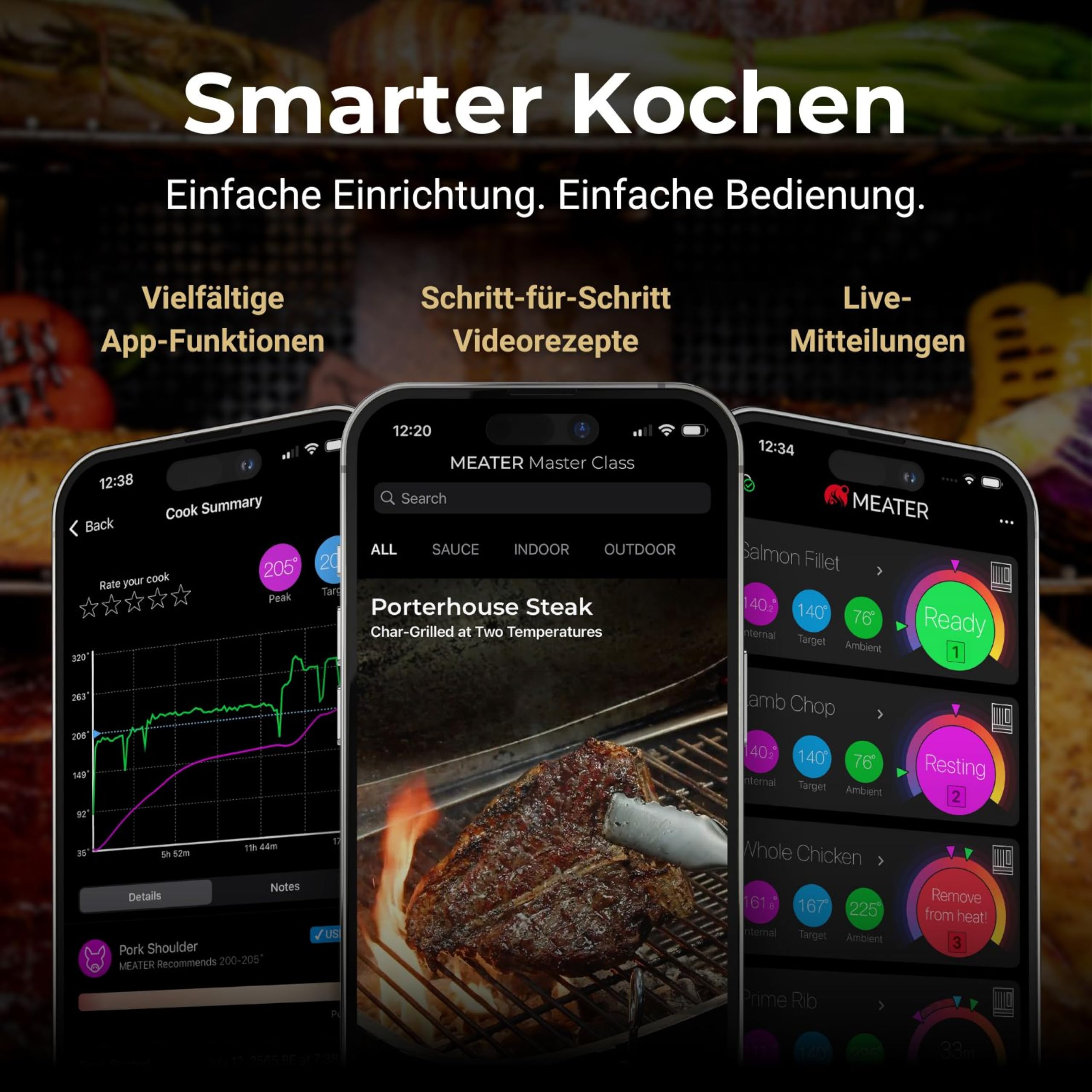 MEATER SE: Das Kabellose, Smarte Fleischthermometer mit Bluetooth | Hohe Reichweite | Misst Kern- und Umgebungstemperatur | BBQ, Ofen, Grill, Küche, Smoker, Rotisserie, mit schwarzem Ladegerät