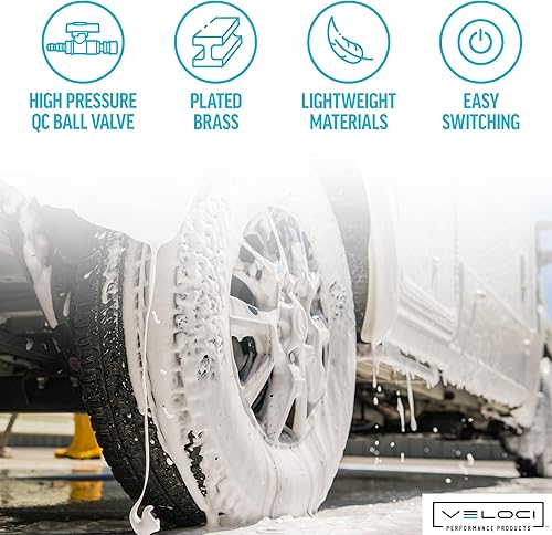 Miniatura 3 de MTM Hydro Veloci - Válvula de control de flujo de bola de latón chapado de 38 pulgadas con acoplador rápido de acero inoxidable y enchufe para