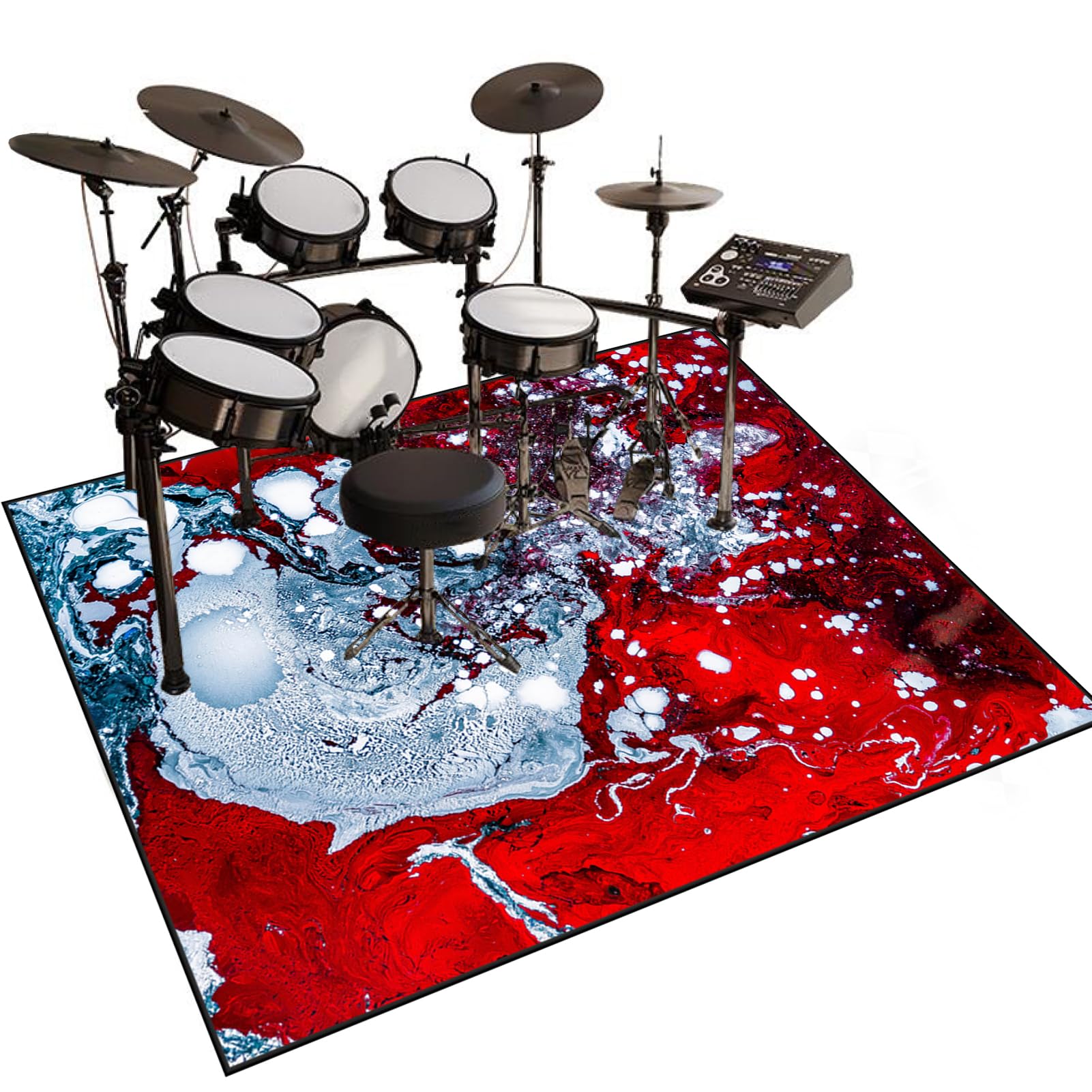 Tapis de Batterie Insonorisé Tapis de Tambour Tapis Batterie electronique Tapis de Protection pour Accessoires de Percussion Instruments de Musique Tapis de Sol Tapis Batterie 110 x 80 cm