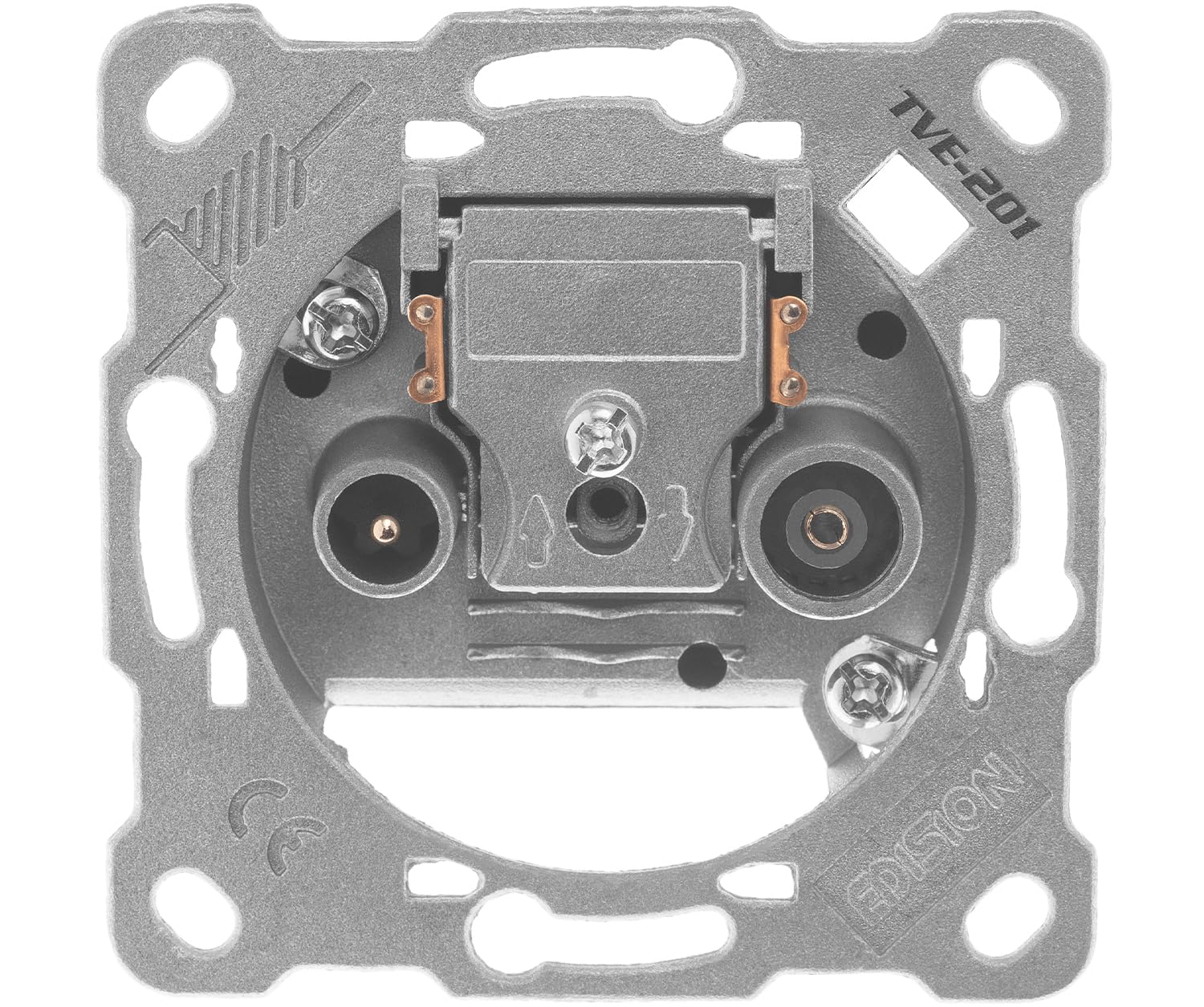EDISION Antennendose Sat Universal TVE-201, Enddose Stich TV/R-SAT unterputz 2-loch, geeignet für DVB-S2, Unicable, DVB-T/T2, Kabel DVB-C, RADIO, FM, DAB+, DC-Pass, 2 Ausgänge (Packung mit 6)