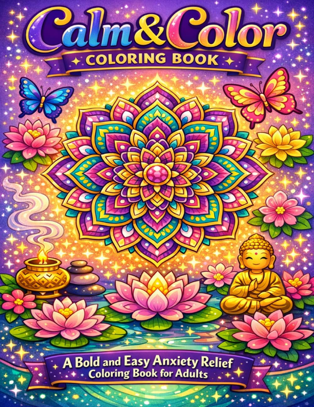 Calm & Color: A Bold and Easy Anxiety Relief Coloring Book for Adults