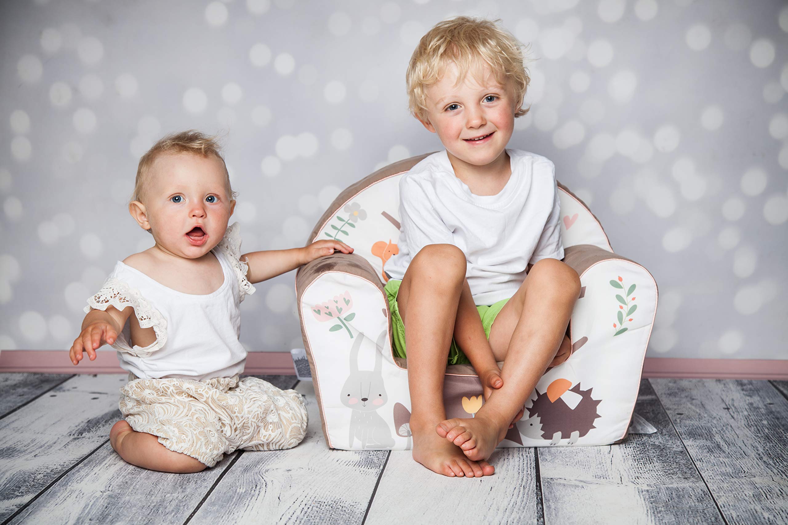 Poltrona Per Bambini Knorr Toys Animalier - Bianco E Marrone, Morbida, Lavabile, Fino A 30kg - Foto 6