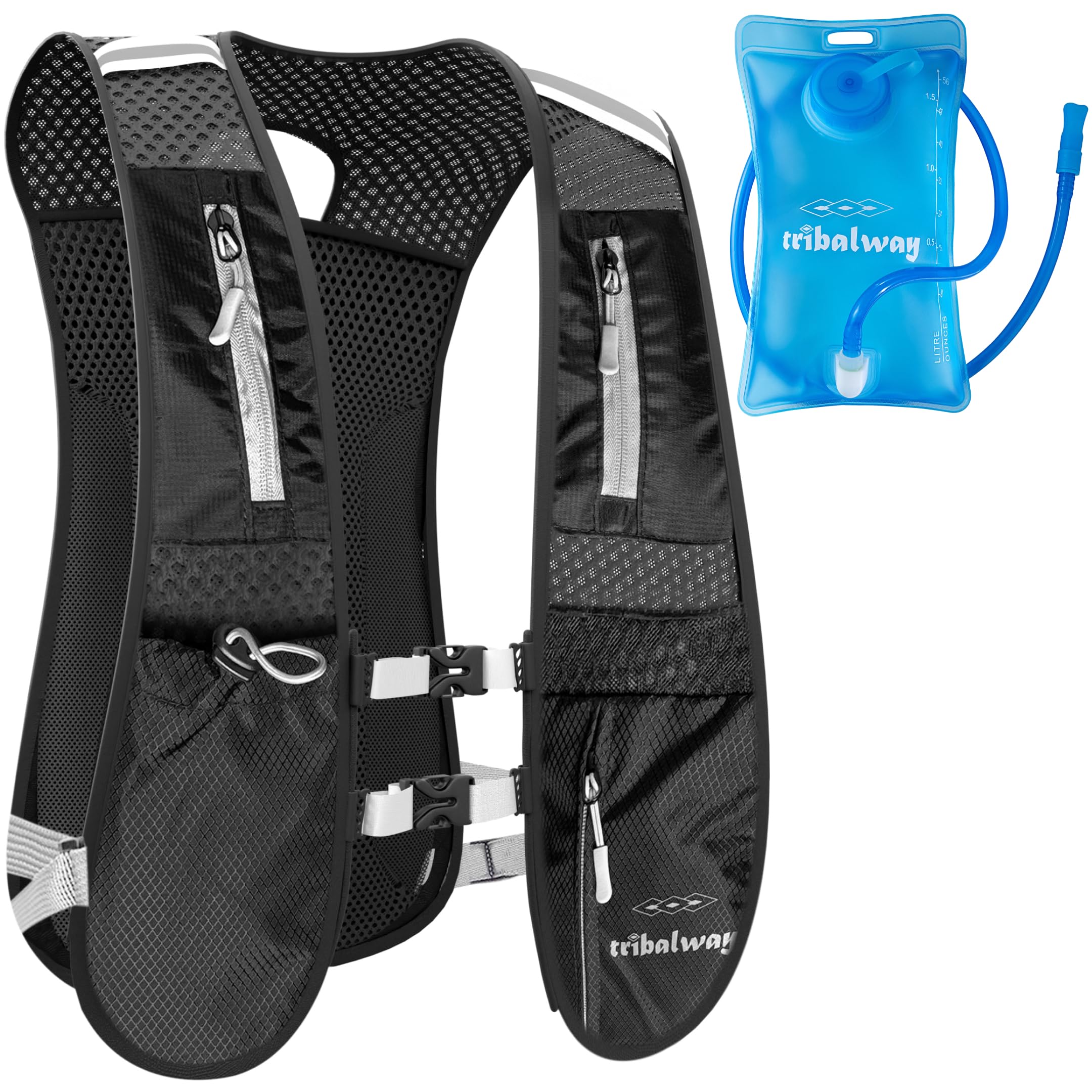 Running Vest – Hydration Vest for Men & Women, Breathable Running Backpack, Reflective Strips, Phone Holder, Water Bottle Holder