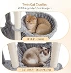 Heybly Cat Tree, 69.7 inches Secure Anti-Tip Cat Tower for Large Cats, Expansive Cat Furniture with Dual-Tier Cat Condo Villa, 2 Top Perches, Hammock & Full Sisal Scratching Posts, Light Gray HCT065W