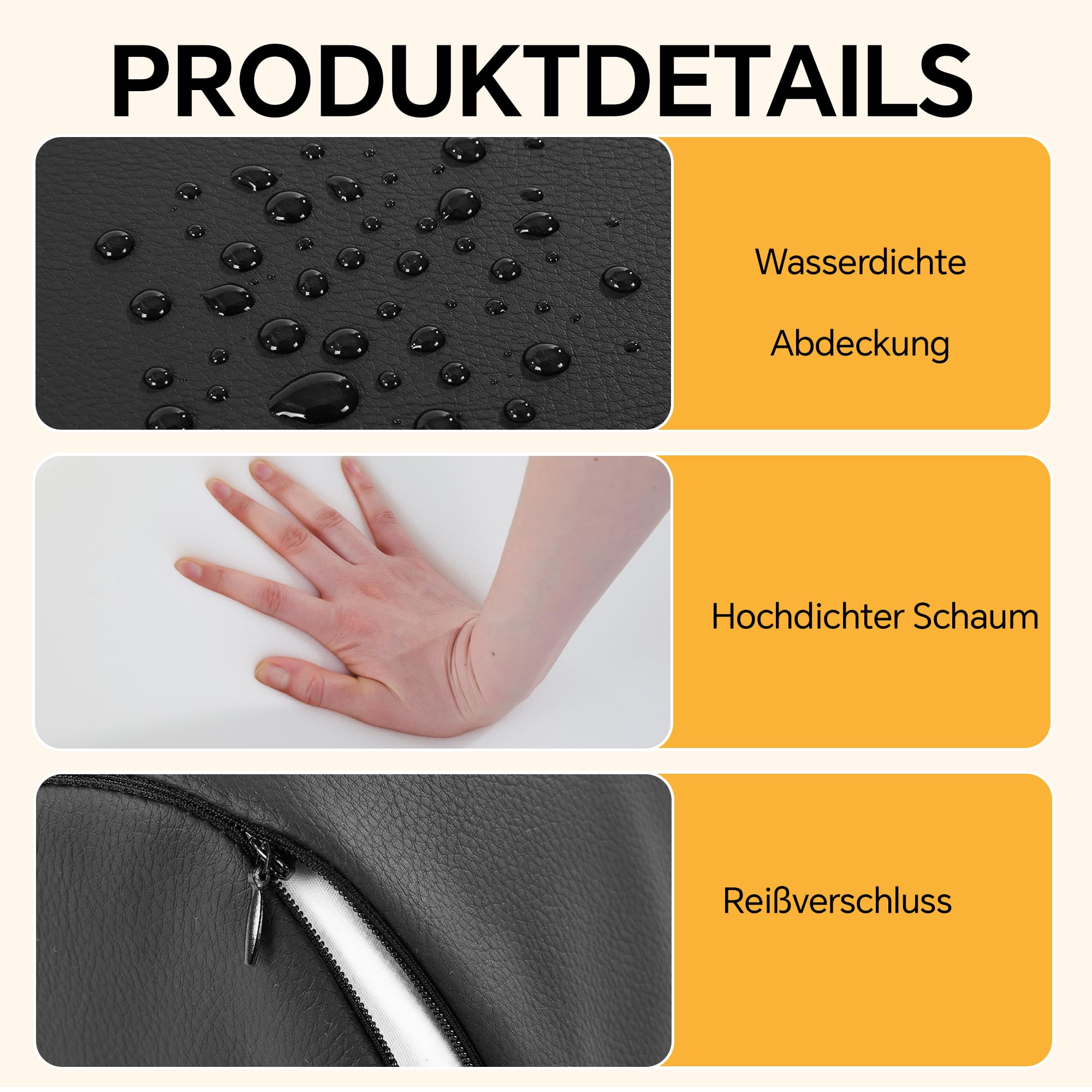 2-in-1 Beinlagerungskissen, ergonomisches Massagekissen für Knie & Beine, wasserdichtes Schaumstoff-Bolster mit Kunstlederbezug, für Massagetisch, Tattoo, Yoga & Zuhause