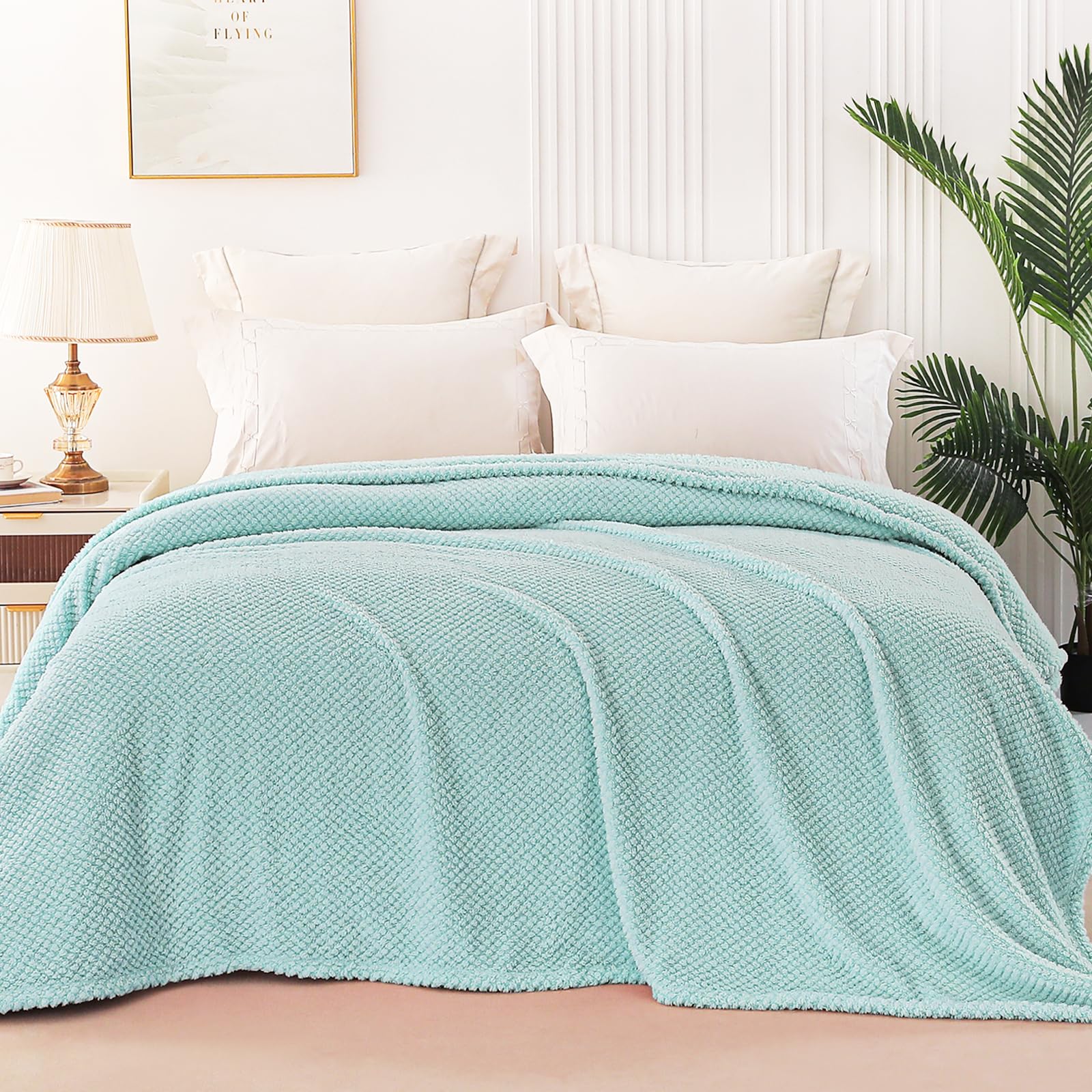 Whale Flotilla Double Size Fuzzy Fleece Blanket for Bed 150x200 CM Fluffy Warm Soft Jacquard Bed Blankets for All Season Lightweight and Cozy - Image 3