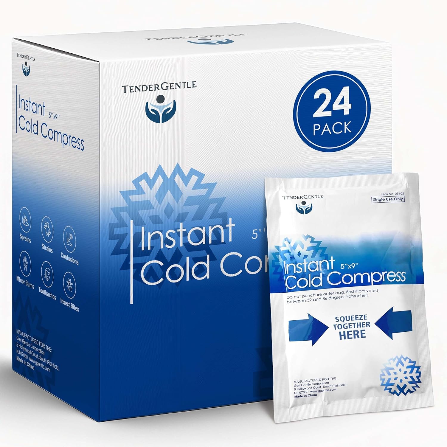 Instant Ice Packs for Injuries - 24 Pack of Disposable Cold Compress Ice Packs for Sprains, Strains, Contusions, Minor Burns, Toothaches, and More