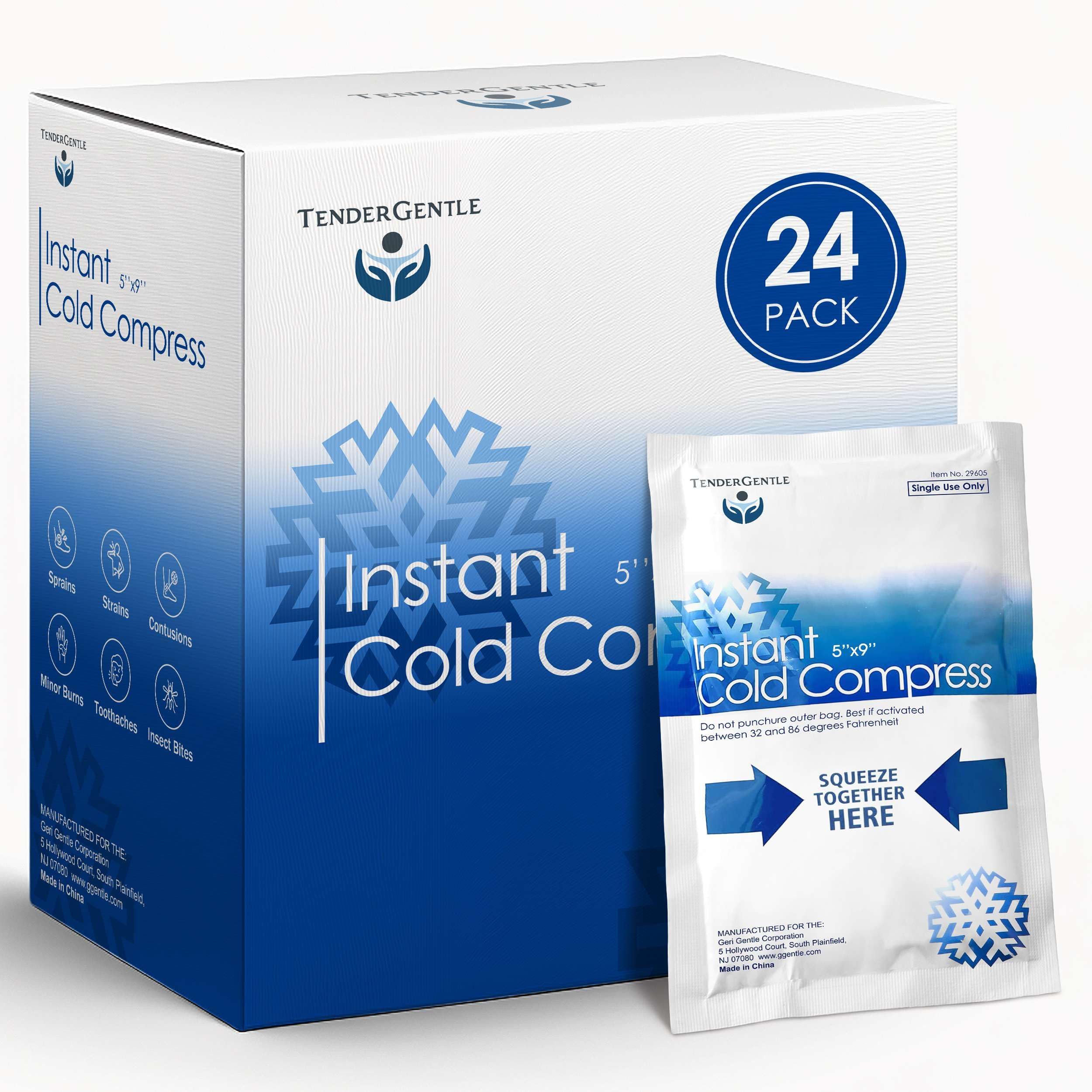 Instant Ice Packs for Injuries - 24 Pack of Disposable Cold Compress Ice Packs for Sprains, Strains, Contusions, Minor Burns, Toothaches, and More