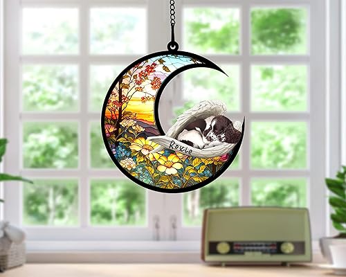 Miniatura 686 de Chow Chow Dog Memorial Suncatcher, adorno de Navidad Chow Chow con nombre, atrapador de pérdida de mascotas, regalos para los amantes de los perros