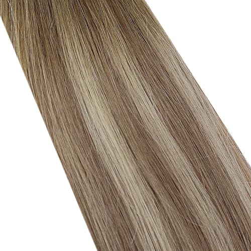 Miniatura 5 de Fshine Extensiones de cabello humano con cinta color rubio degradado, 20 unidades, extensiones de cabello humano de poliuretano con pegamento en