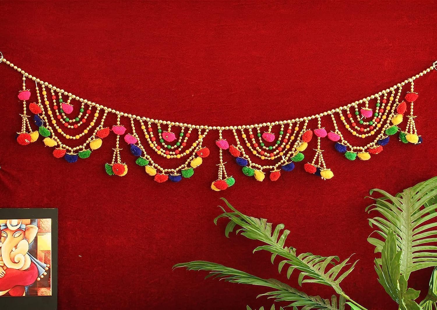 Shreeji Door Hanging Toran Indian Decor Wall Hanging Decorative Hanging Home Decoration Accessories Toran Bandhanwar (Long Length) - Home Decorations for Entrance Door Wall (Design 1)