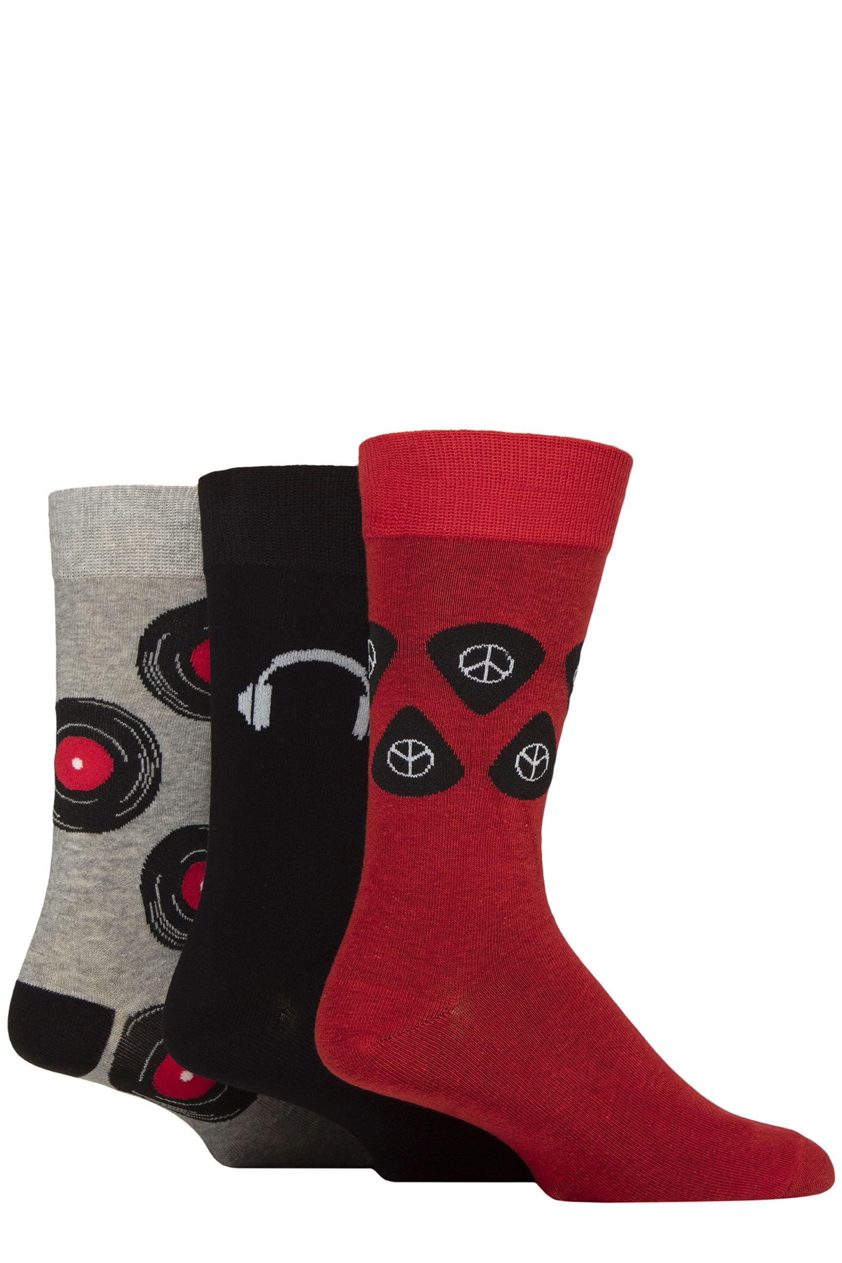 Sockshop Men's Music Wildfeet Novelty Patterned Cotton Socks Pack Of 3 (Uk, Numeric, 7, 11, Regular, Regular, )
