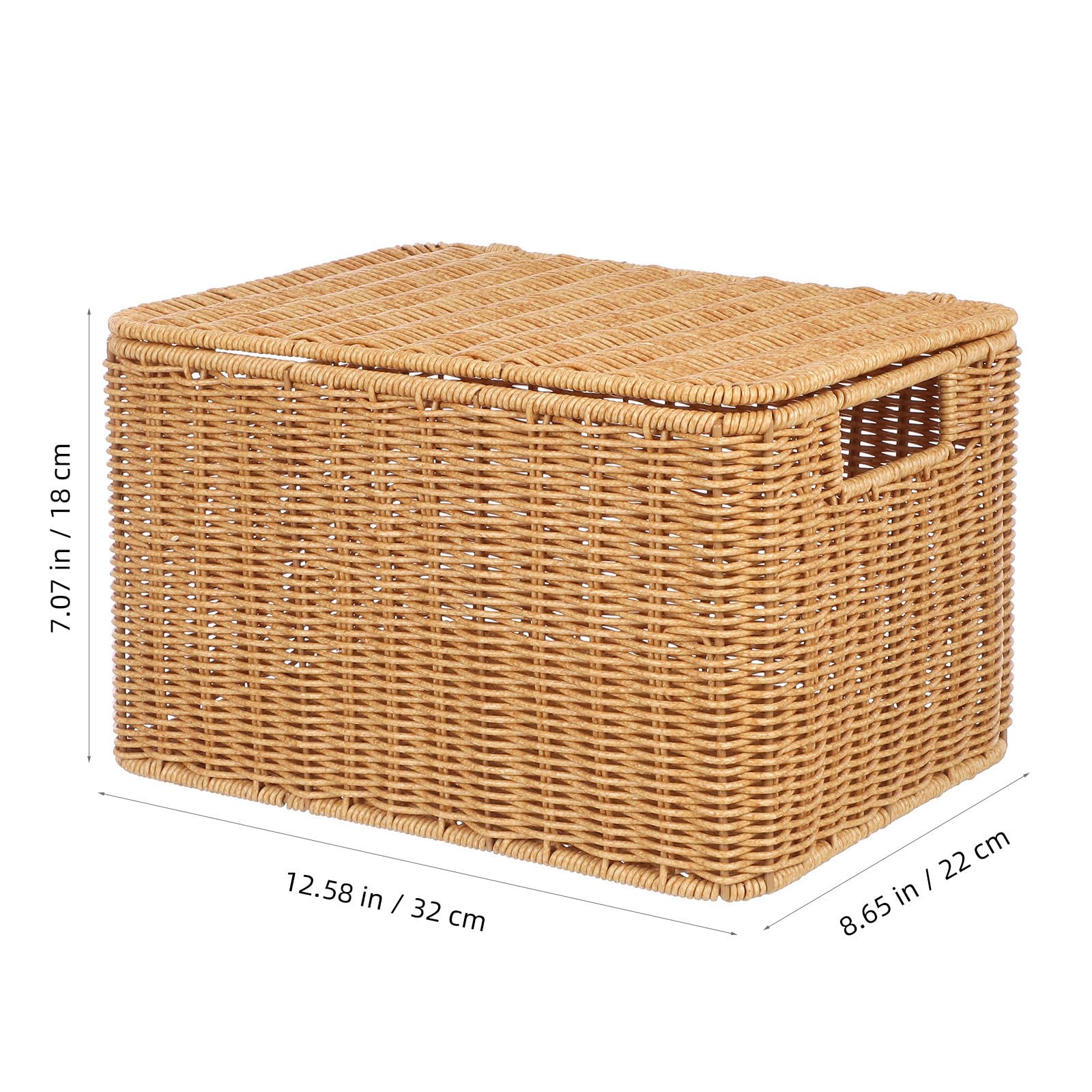 PACKOVE Cesta de almacenamiento decorativa con tapa, cesta de recepción de ropa y contenedor de almacenamiento con tapa, tamaño mediano 32/23/20 cm, hecha a mano, para dormitorio y