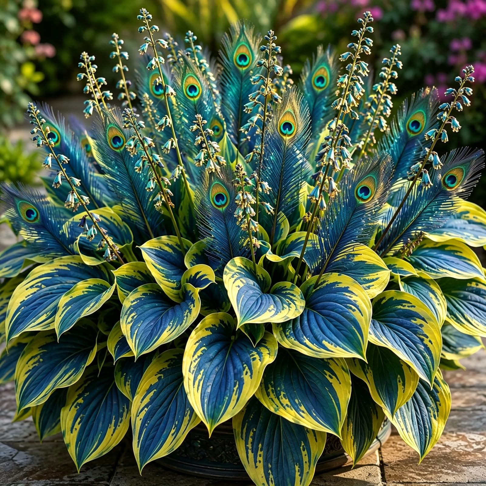 Brilliant Peacock Flame Hosta-for UK,Potted-Plants,Hosta Plants for Garden,Excellent Display-1500Count-J