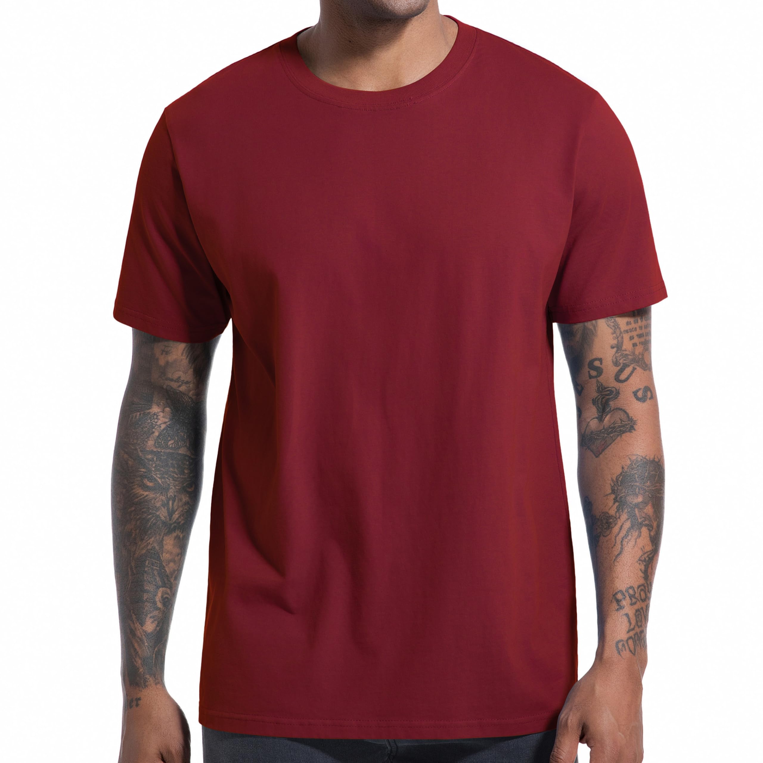 VEIISAR Herren T-Shirt 210 GSM Mittel Weight 100% Baumwolle (vorgewaschen) - Weich & Bequem Stoff Klassisches Basic T-Shirt - Uni-Farbe