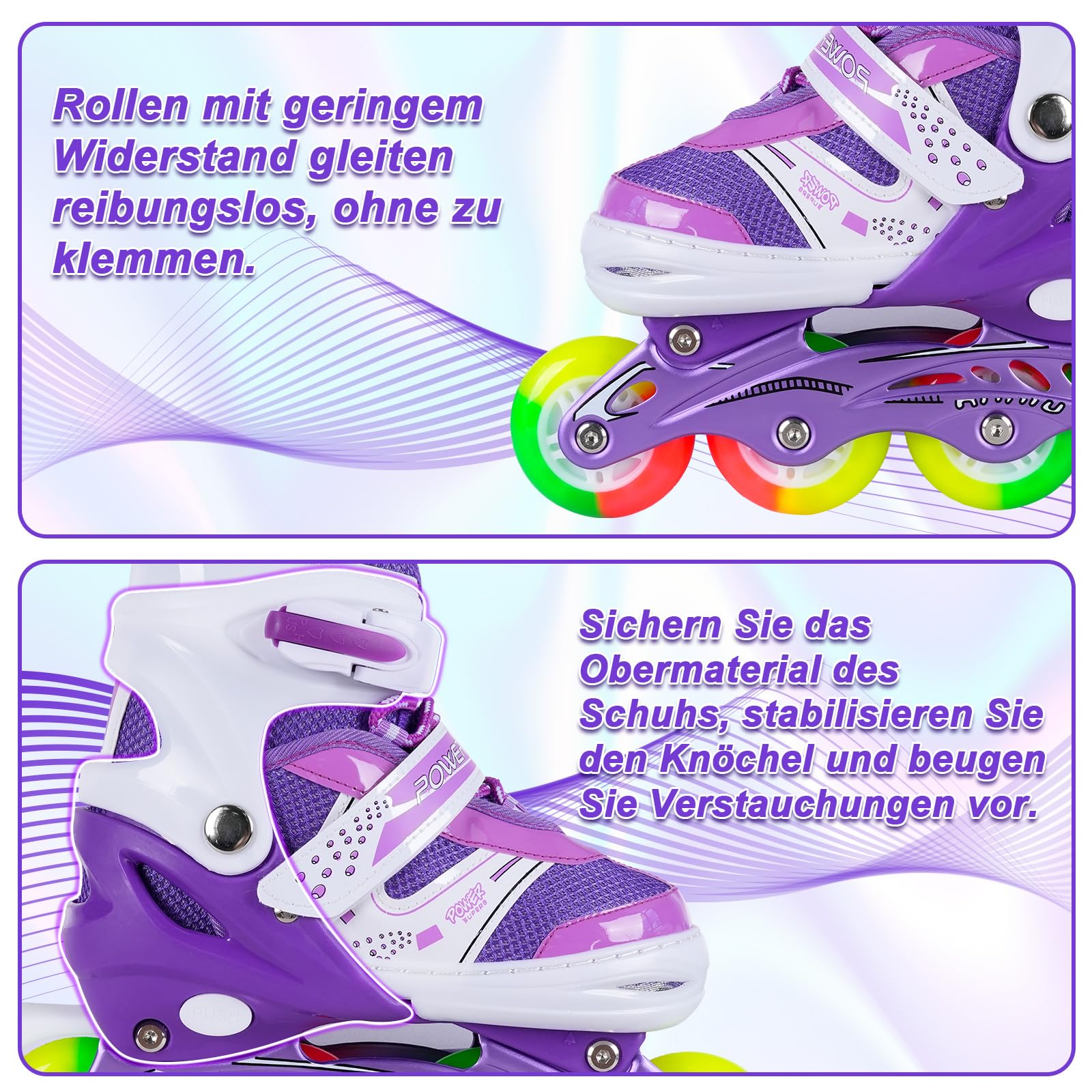 JIFAR Inliner Kinder,Verstellbare Beleuchteten inliner Damen Herren 30-33 34-37,Inline Skates Mädchen Jungen Rollschuhe Kinder Größenverstellbar