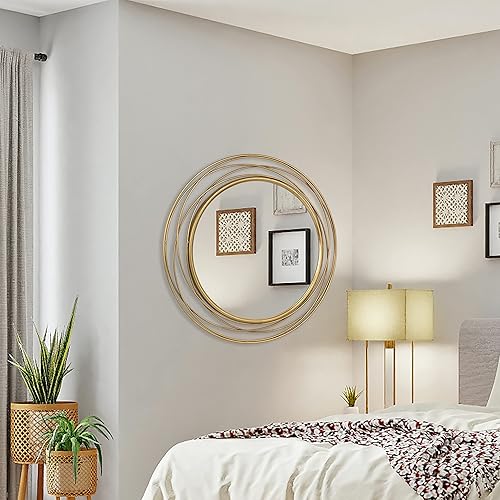 Miniatura 4 de LakeHaven Espejo redondo dorado de 36 pulgadas, espejo redondo dorado para baño, espejo circular grande para decoración de pared, entrada de espejo