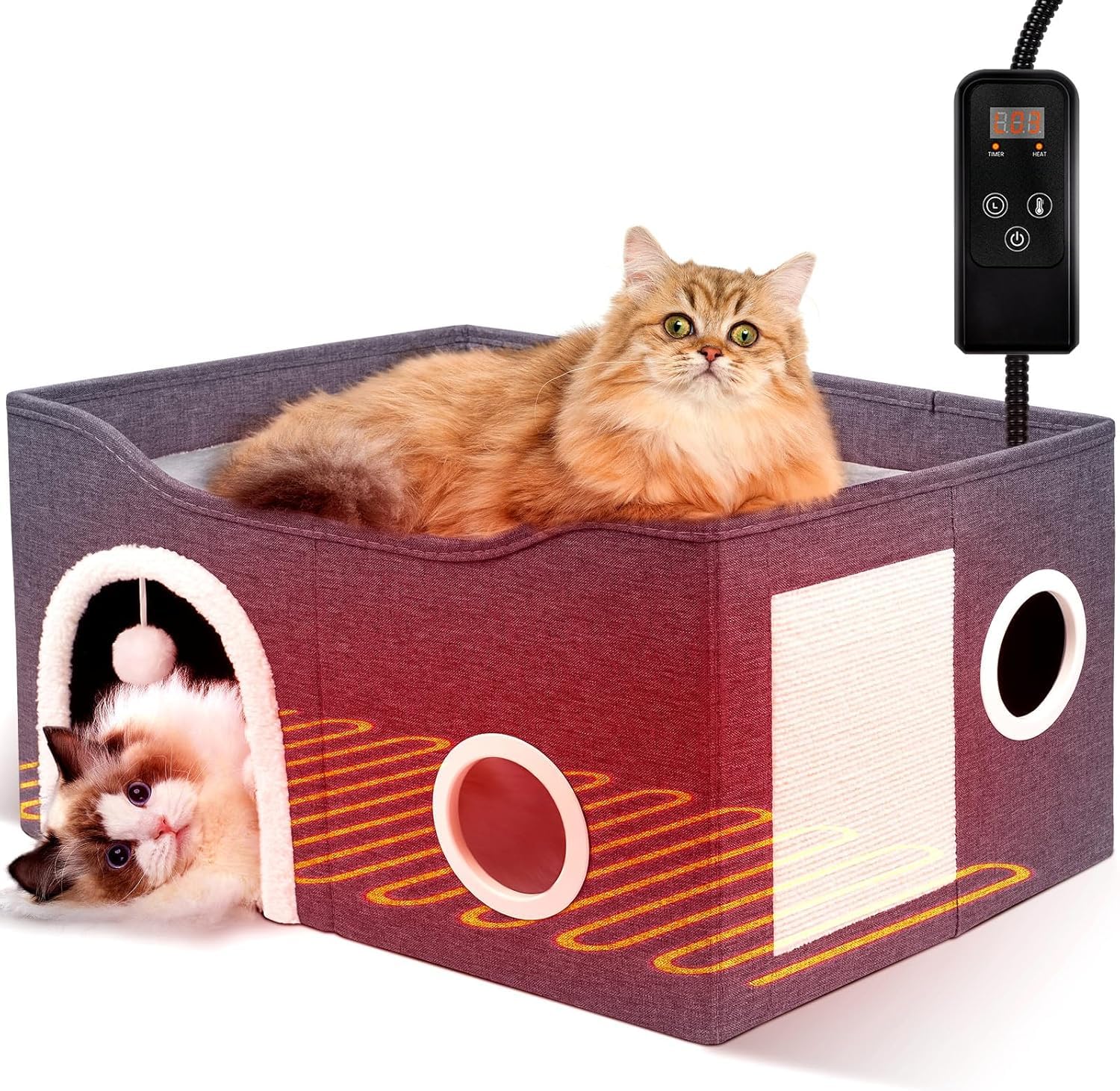Artificial pet mat The Comfortable Heated Cat House With Adjustable Temperature, Timer And Bite Resistance Line, Artificial Pet Bed, Is Suitable For Indoor Pet Cats Suitable for indoor pets(Charcoal G