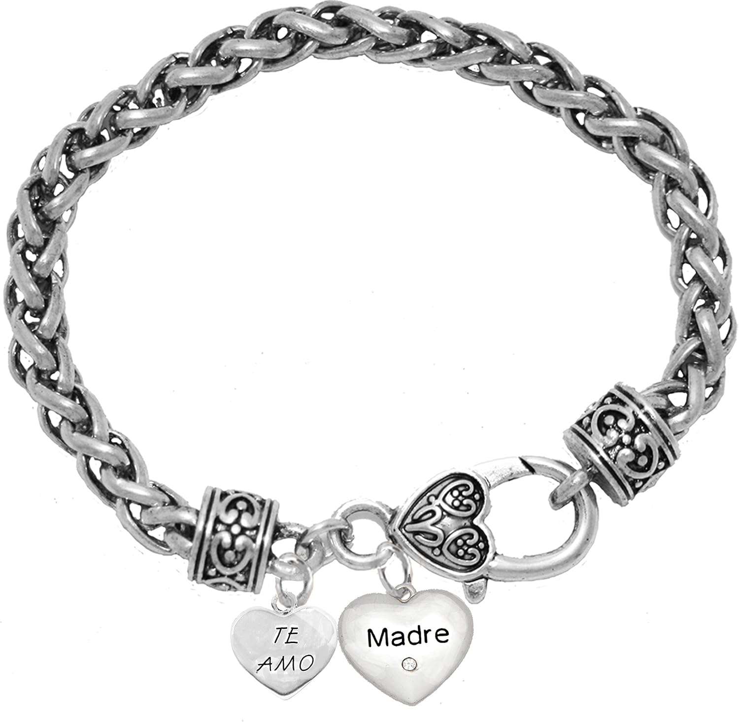 Cardinali Jewelry Mom,Te Amo, Madre, I Love You Mother, Bracelet, Hypoallergenic, Safe-Nickel, Lead, Free