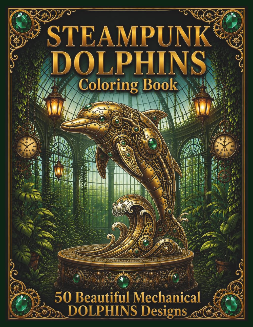 STEAMPUNK DOLPHINS Coloring Book: 50 Mechanical Dolphin Designs for Adults (Steampunk Coloring Book Collection)
